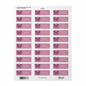 Roze glitterachtige vlinder retour adres label (Full Sheet)
