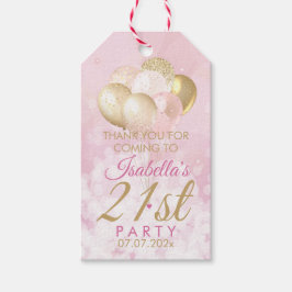 Roze Glitterballonnen 21e Verjaardag Cadeautags Cadeaulabel
