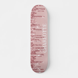 Roze glitterdruppels skateboard