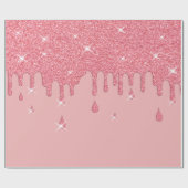 Roze glittereffect & spaarpjes cadeaupapier (Vlak)
