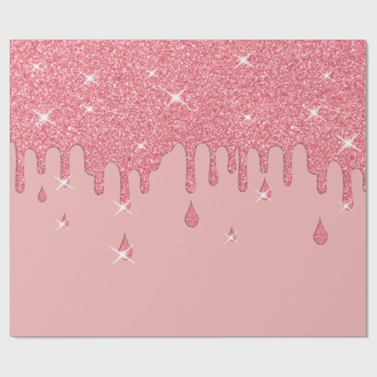 Roze glittereffect & spaarpjes cadeaupapier (Vlak)