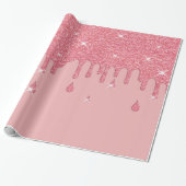 Roze glittereffect & spaarpjes cadeaupapier (Uitgerold)