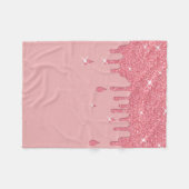 Roze glittereffect & spaarpjes fleece deken (Voorkant (Horizontaal))