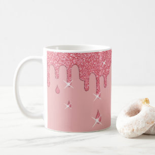 Roze glittereffect & spaarpjes koffiemok