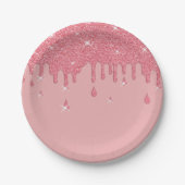 Roze glittereffect & spaarpjes papieren bordje (Voorkant)