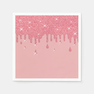 Roze glittereffect & spaarpjes servet