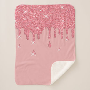 Roze glittereffect & spaarpjes sherpa deken