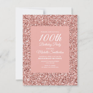Roze Glitterende Fonkelende Vrouwen 100e Verjaarda Kaart