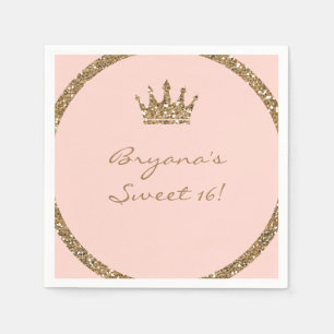 Roze Glitterende Gouden Glitters Schattig 16 Prins Servet
