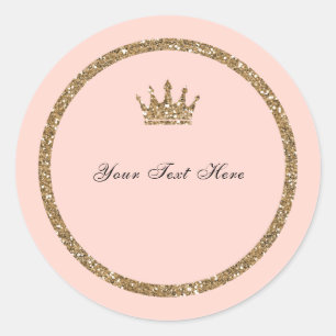 Roze Glitterende Gouden Glitters Zoete 16 Prinsess Ronde Sticker