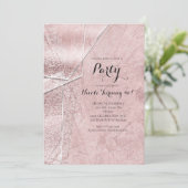 Roze Glitterende Kristallen Glas Glam Party Uitnod Kaart (Staand voorkant)