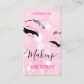 Roze Glitterende Visagist Glamour Bokeh Pailletten Visitekaartje (Voorkant)