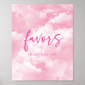 Roze Glitterende Wolken Feest Favor Sign Poster (Voorkant)