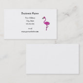 Roze glitterflamingo visitekaartje (Voorkant / Achterkant)