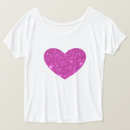 Roze glittering Sparkle Heart Tshirt