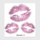 roze glitterlippen - Kiss-Cut Sticker (Vel)