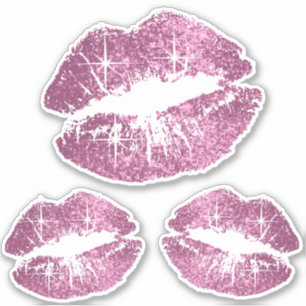  roze glitterlippen - Kiss-Cut Sticker