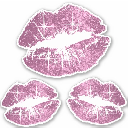  roze glitterlippen - Kiss-Cut Sticker (Voorkant)