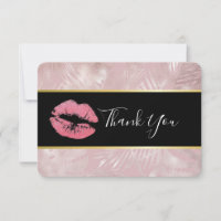 Roze glitterlips en Roos Gold tropische bladeren
