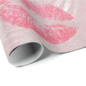 Roze glitterlips en Roos Gold tropische bladeren Cadeaupapier (Rol Hoek)