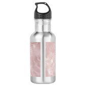 Roze glitterlips en Roos Gold tropische bladeren Waterfles (Achterkant)