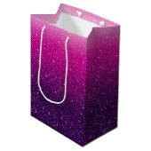 Roze glitterpatroon medium cadeauzakje (Voorkant Gekanteld)