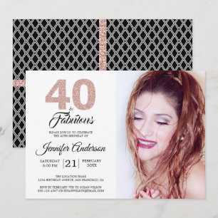 Roze Glitters 40 en Fabulous 40ste Verjaardag Foto Kaart