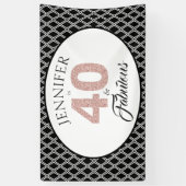 Roze Glitters 40 en Fabulous Aangepaste 40e Verjaa Spandoek (Verticaal)