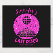 Roze glitters Disco vrijgezellenfeest  Sparkling Wijnetiket (Enkel label)