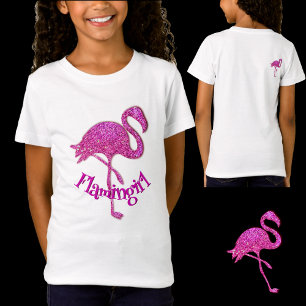 Roze glitters flamingo - aanpasbare tekst t-shirt