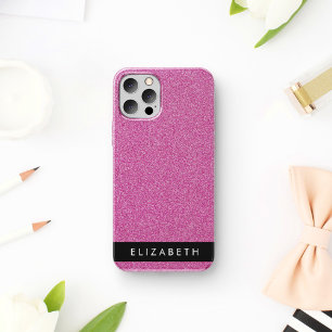 Roze Glitters, Glitter Achtergrond, Je Naam iPhone 16 Hoesje
