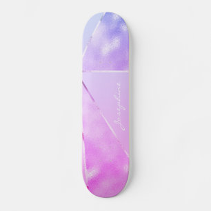 Roze glitters moderne naam gepersonaliseerd cool m skateboard