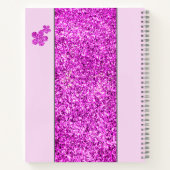 Roze glitters Monogram met bloemen Notitieboek (Achterkant)