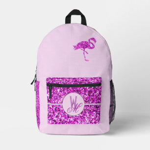 Roze glitters Monogram Rugzak met Flamingo