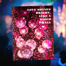 Roze Glitters Retro Disco Bal Afgeefdatum Opslaan