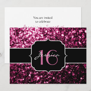 Roze glitters schitteren Sweet 16 Uitnodiging