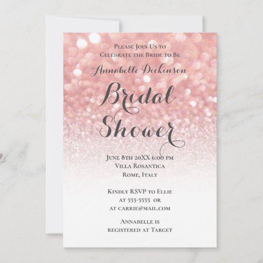 Roze glitters thema kaart (Voorkant)