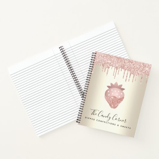 Roze glitterslijpsel Aardbeien-snoepgoed Goud Notitieboek (Binnen)