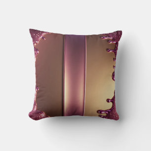 Roze glittersluier over gouden metalen achtergrond kussen