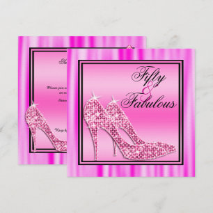 Roze, glittery Stilettos & Music Fabulous 50 Kaart