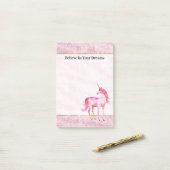 Roze Glitz Glitter Eenhoorn Post-it® Notes (Op bureau)