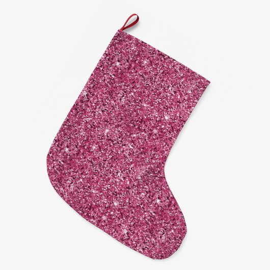 Roze Glitz Glitter Grote Kerstsok (Voorkant (Hangend))