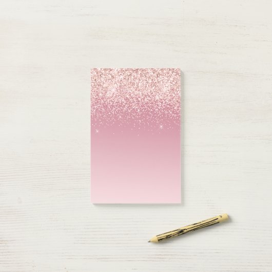 Roze Glitz Glitter Ombre Post-it® Notes (Op bureau)