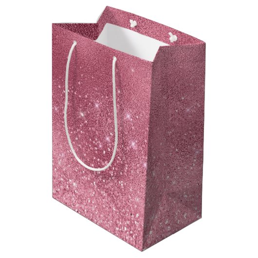 Roze Glitz Medium Cadeauzakje (Achterkant Gekanteld)
