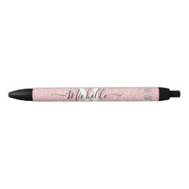 Roze Glitz Monogram Crown Custom Autograph Pen