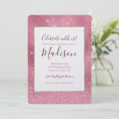 Roze Glitz Verjaardag Kaart (Staand voorkant)