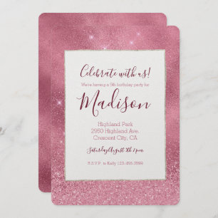 Roze Glitz Verjaardag Kaart