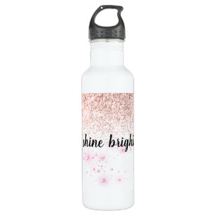 Roze Glitzy Glitter Harten Waterfles