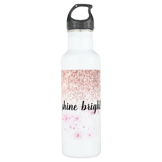 Roze Glitzy Glitter Harten Waterfles (Voorkant)