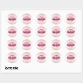 Roze Glitzy Glitter Lippen Ronde Sticker (Vel)
